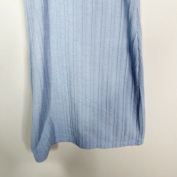 Zara M Light Blue Bodycon Knit Mini Dress Cable Weave Straight Neck Drop Back - Picture 7 of 12